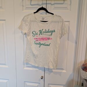 J. Crew White Tee with Ski Logo